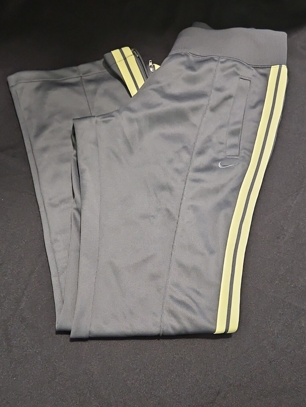 Nike Gray Joggers with Matching Jacket with Pale Yellow Side Stripes